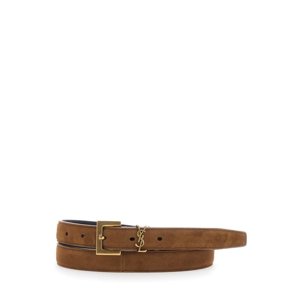 Saint Laurent Women Suede Cassandre Belt
